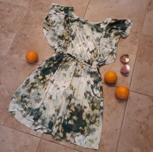 H&M Green Ruffle Sleeve Dress